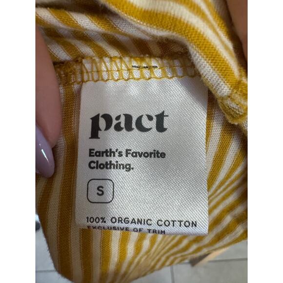 Pact Softspun V Neck Tee Shirt Organic Cotton Striped Yellow White Size Small - Picture 12 of 14